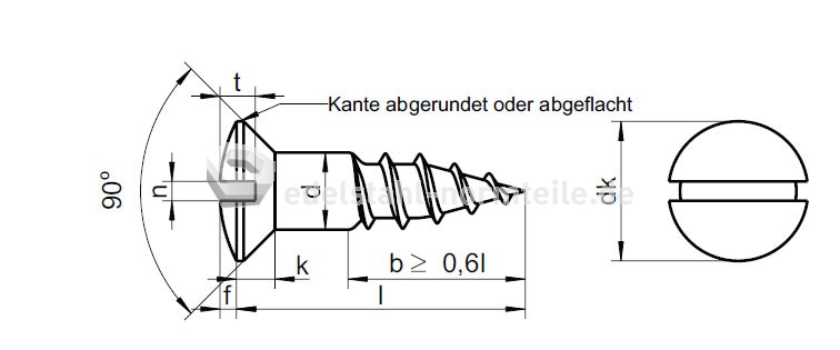 Linsensenk-Holzschraube mit Schlitz, Teilgewinde 3x35 A2 DIN95