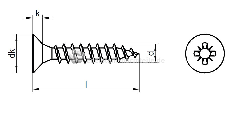 Senkkopf-Spanplattenschraube Vollgewinde 3.5x14 A4